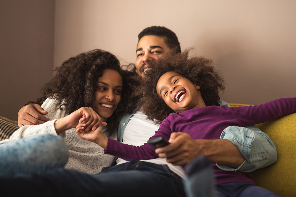 Happy family having fun